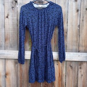 Boden Crew Neck Jersey Mini Dress in Blue Floral Size 6